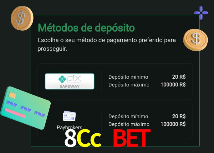 O cassino 8Cc Bet oferece uma grande variedade de métodos de pagamento